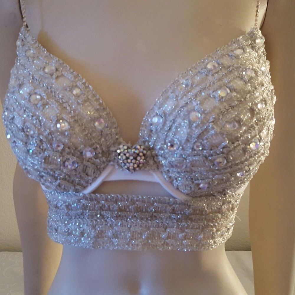 Silver & Blue Rhinestone Bralette Ballgown Set - Picture 4 of 8
